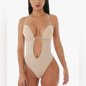 ♥️SOLD♥️Women's Backless Bodysuits U Plunge Seamless Thong Full Bodysuits